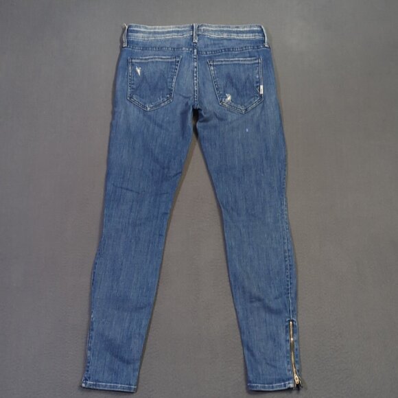 Mother Jeans Women's 27 Blue The Looker Ankle Zip Denim In Graffiti Girl - Picture 3 of 16